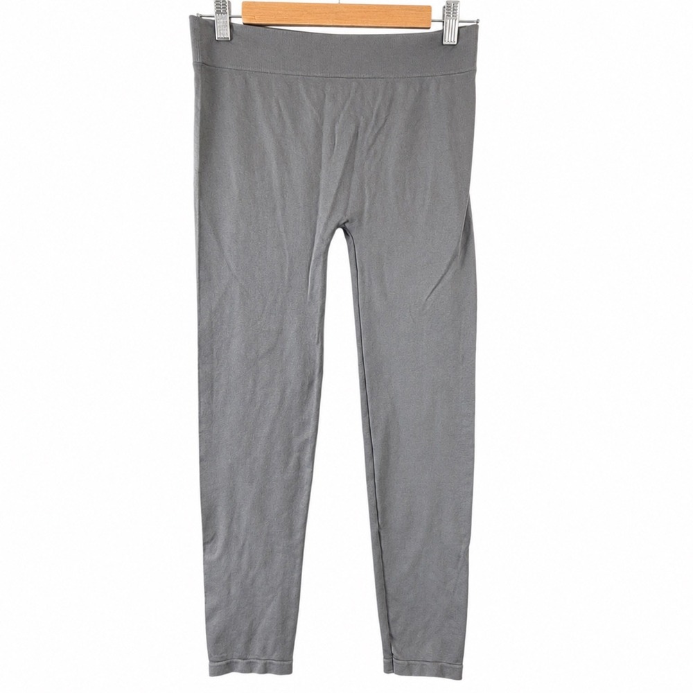 Hue Gray Seamless Leggings Women L/XL Ribbed Waistband Style 19998